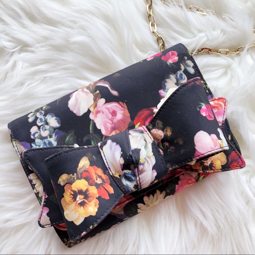 Ted Baker Black Floral Clutch/Handbag